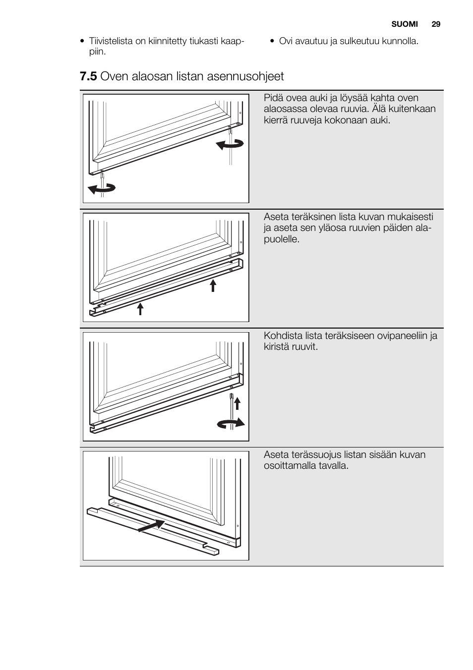 5 oven alaosan listan asennusohjeet | Electrolux EUX2243AOX User Manual | Page 29 / 80