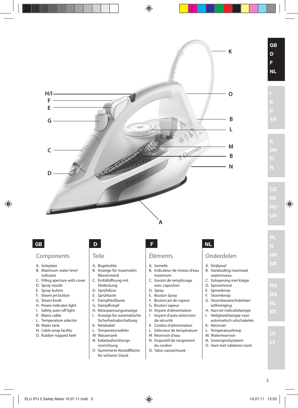 Components, Teile, Éléments | Onderdelen | Electrolux EDB8040 User Manual | Page 3 / 84