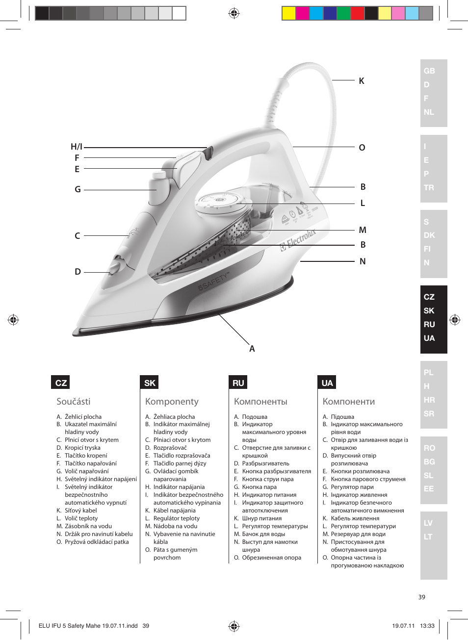 Součásti, Komponenty, Компоненты | Компоненти | Electrolux EDB8040 User Manual | Page 39 / 84