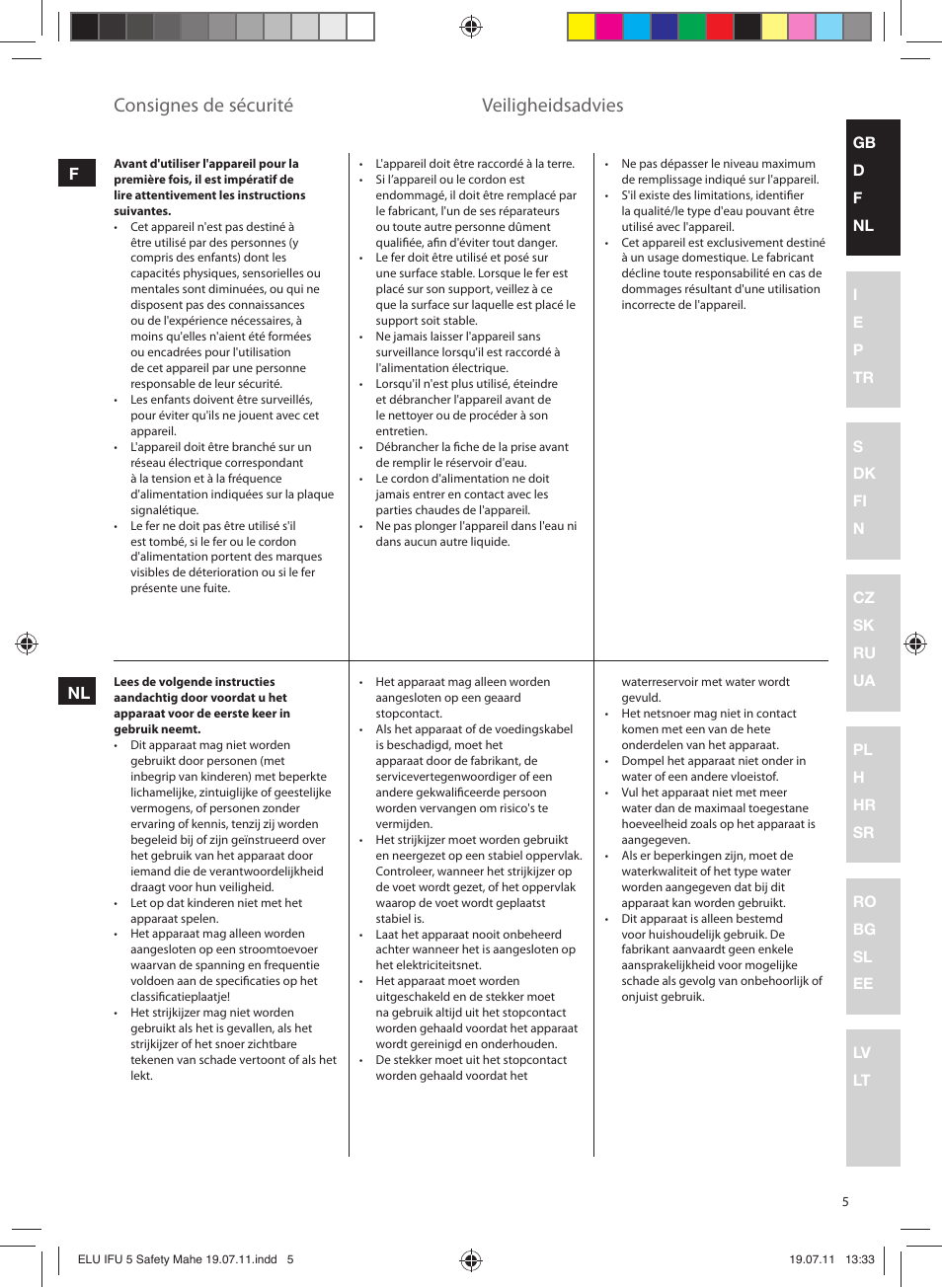 Consignes de sécurité, Veiligheidsadvies | Electrolux EDB8040 User Manual | Page 5 / 84