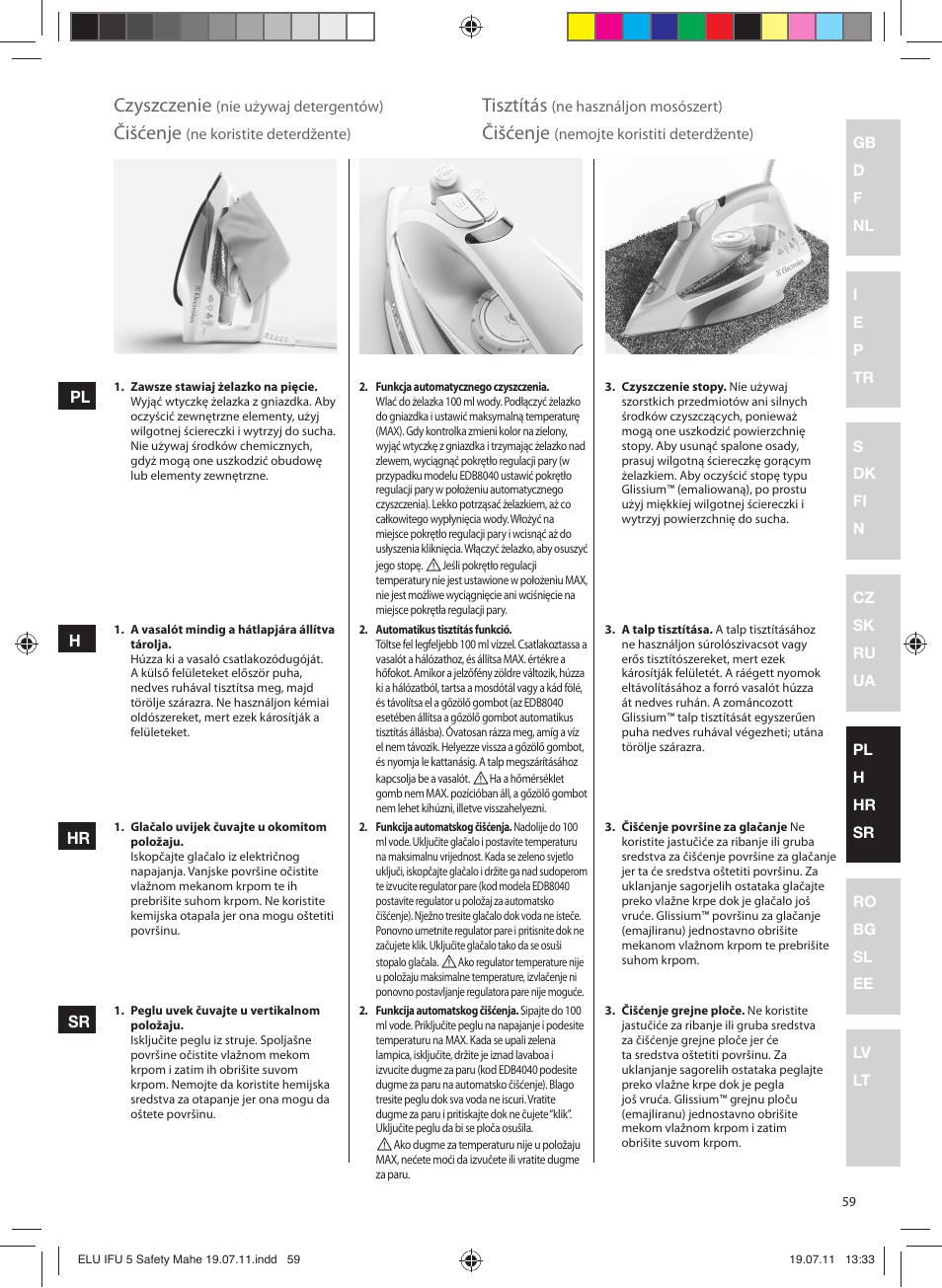 Czyszczenie, Tisztítás, Čišćenje | Electrolux EDB8040 User Manual | Page 59 / 84