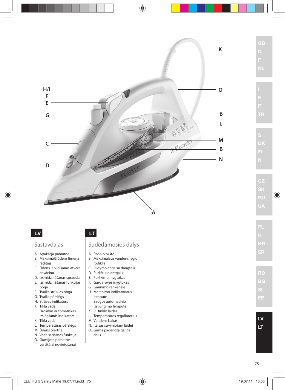 Sastāvdaļas, Sudedamosios dalys | Electrolux EDB8040 User Manual | Page 75 / 84