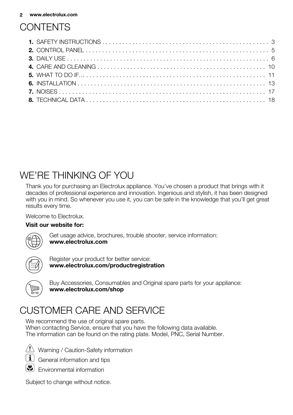 Electrolux ERW3313BOX User Manual | Page 2 / 72