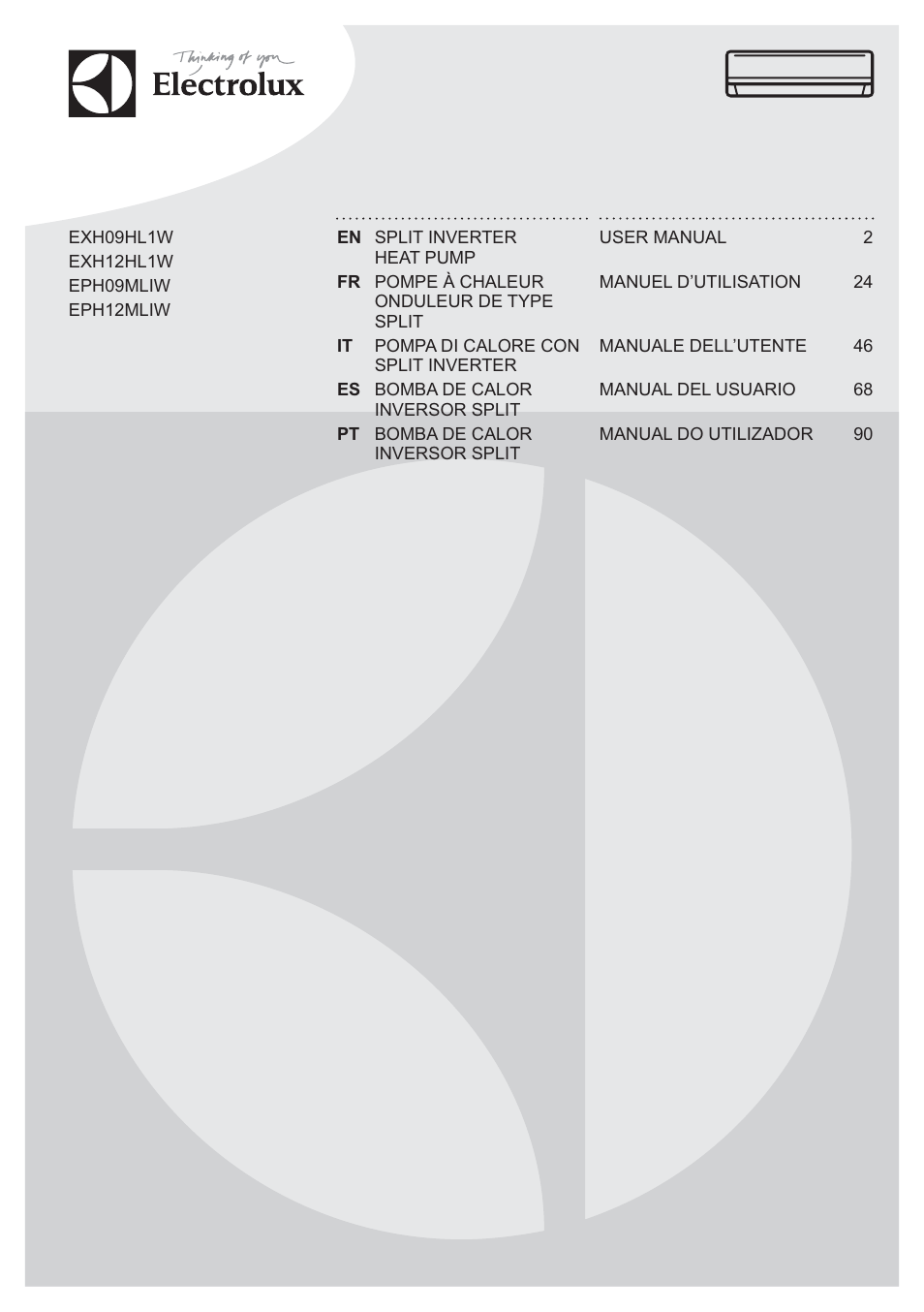 Electrolux EXH09HL1WI User Manual | 112 pages