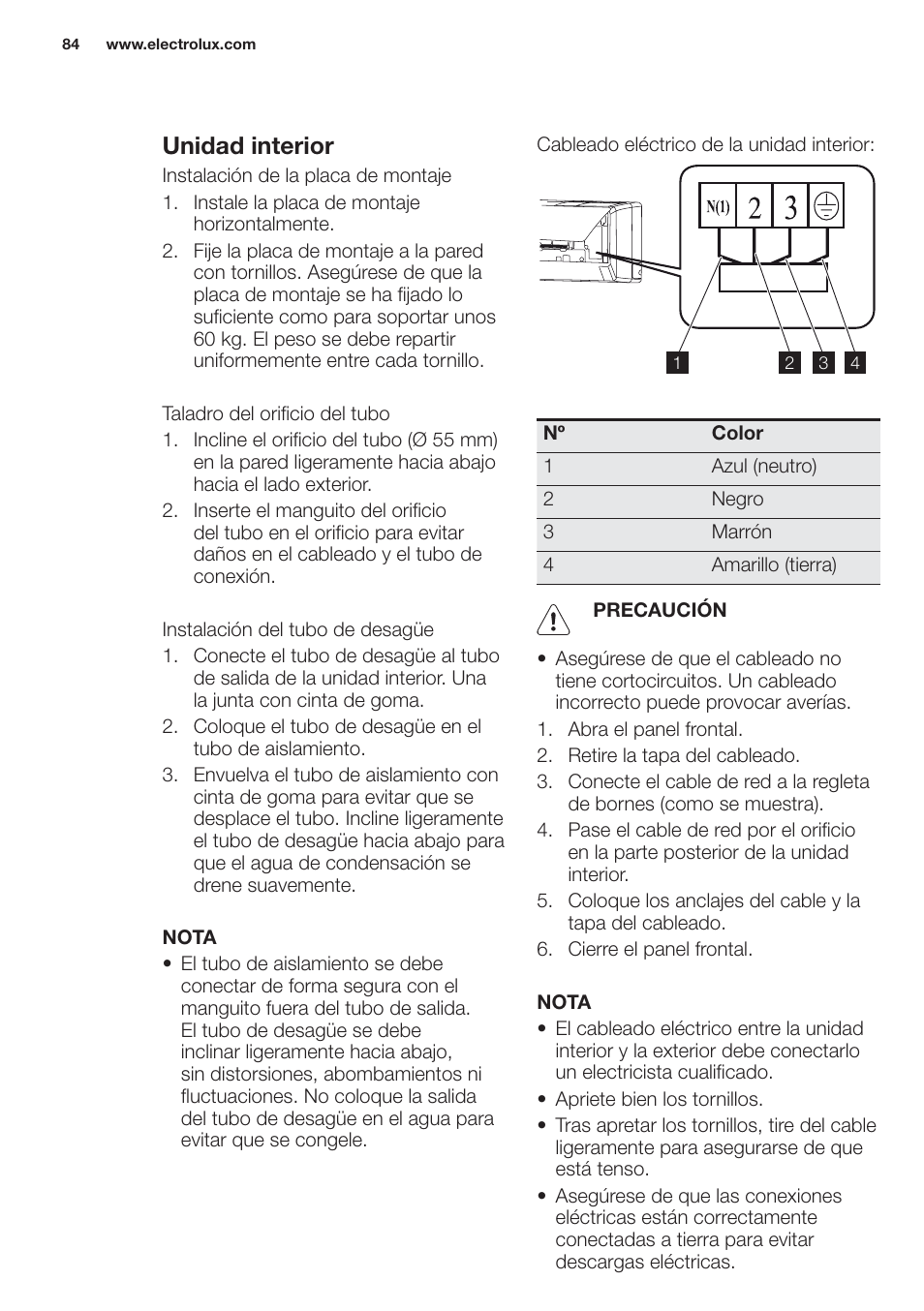 Unidad interior | Electrolux EXH09HL1WI User Manual | Page 84 / 112