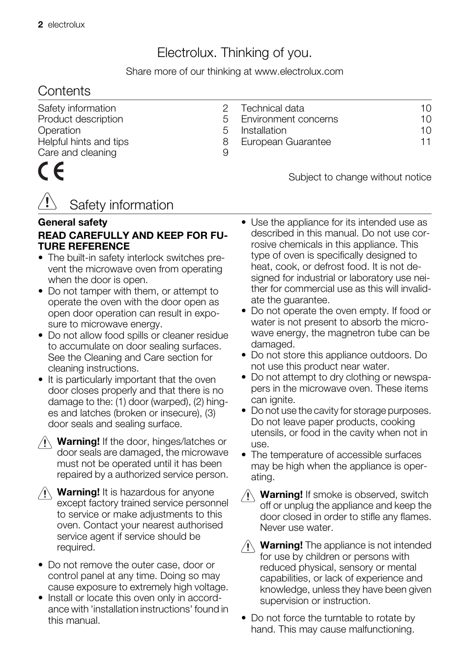 Electrolux EMS20100OX User Manual | Page 2 / 80