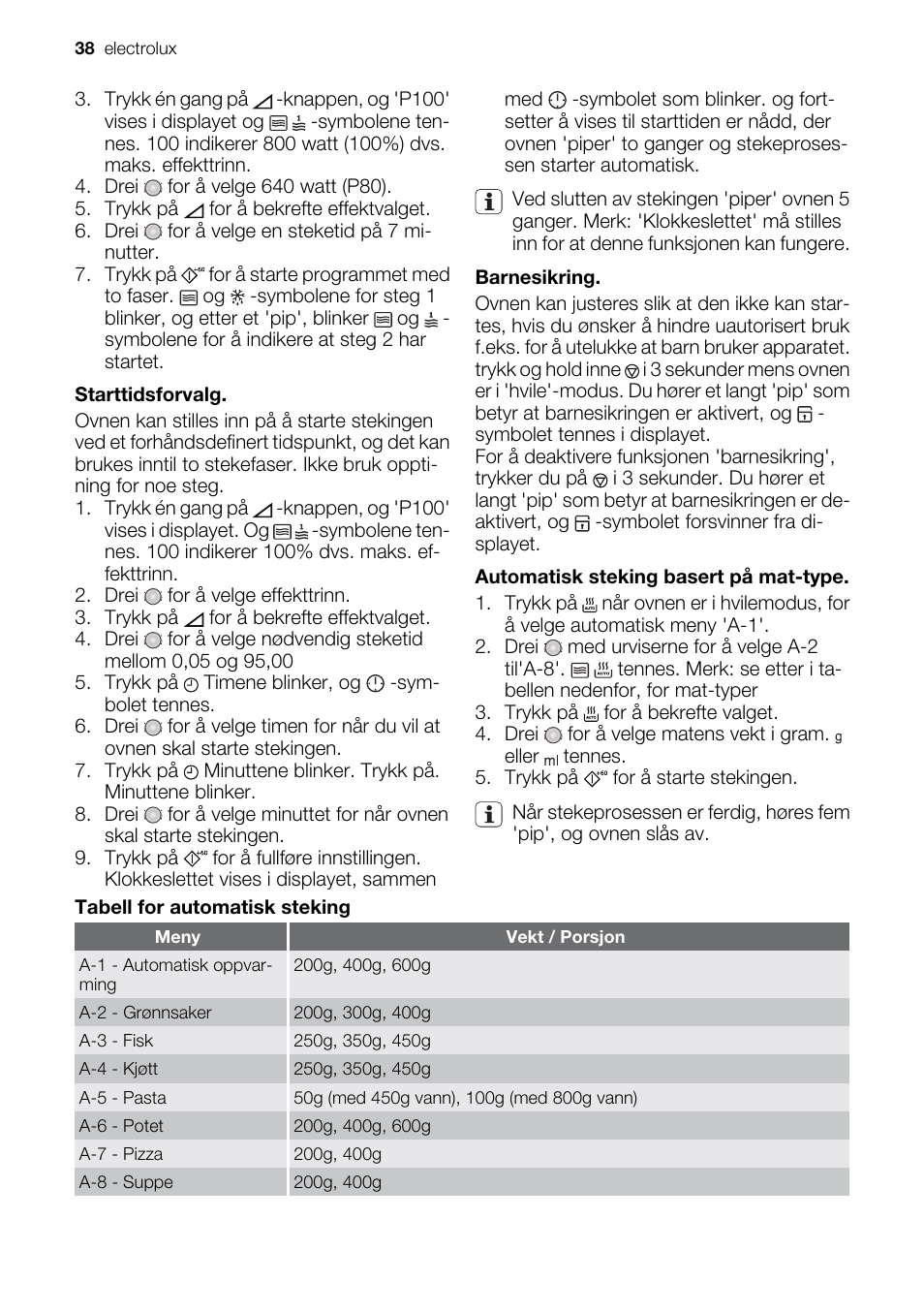 Electrolux EMS20100OX User Manual | Page 38 / 80