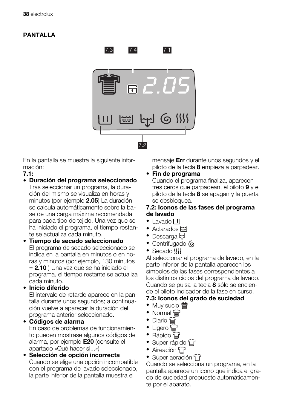 Electrolux EWX147410W User Manual | Page 38 / 64