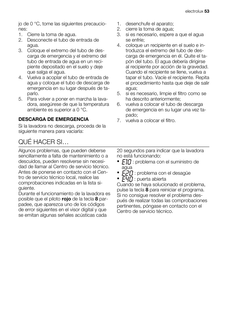 Qué hacer si | Electrolux EWX147410W User Manual | Page 53 / 64