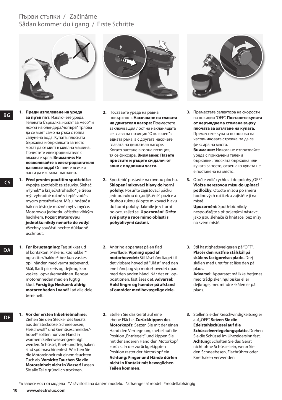 Erste schritte, Sådan kommer du i gang, Začínáme | Първи стъпки | Electrolux EKM4000 User Manual | Page 10 / 140