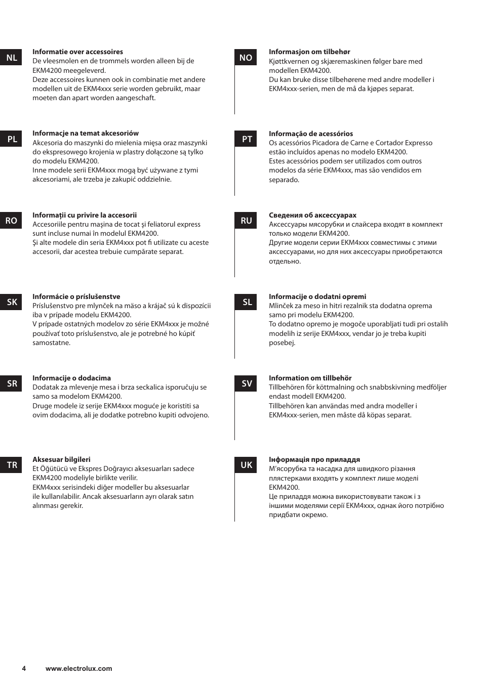 Electrolux EKM4000 User Manual | Page 4 / 140