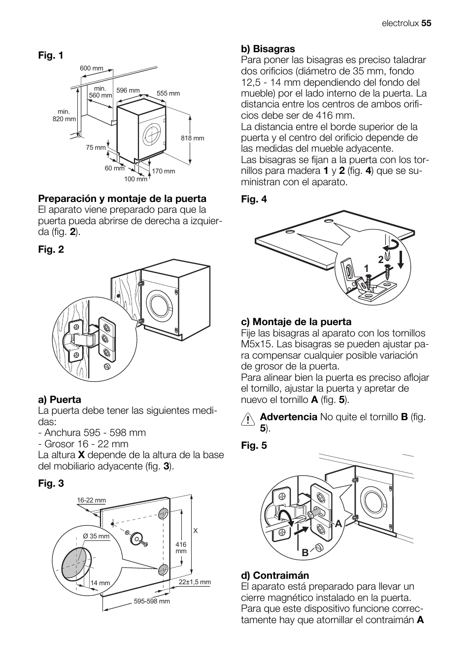 Fig. 1 | Electrolux EWG147540W User Manual | Page 55 / 84