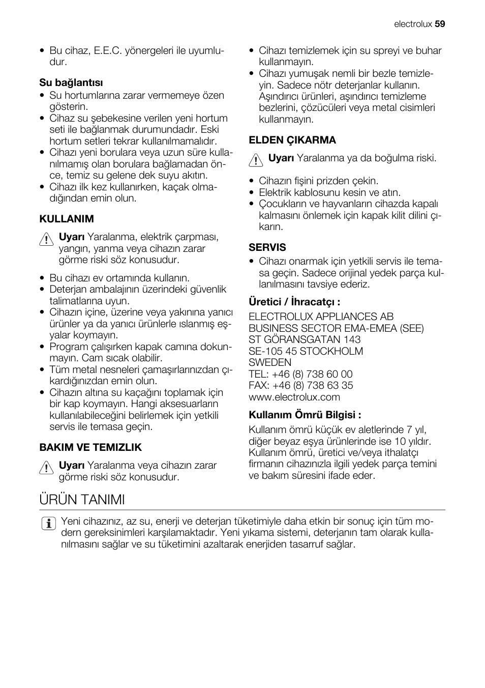 Ürün tanimi | Electrolux EWG147540W User Manual | Page 59 / 84