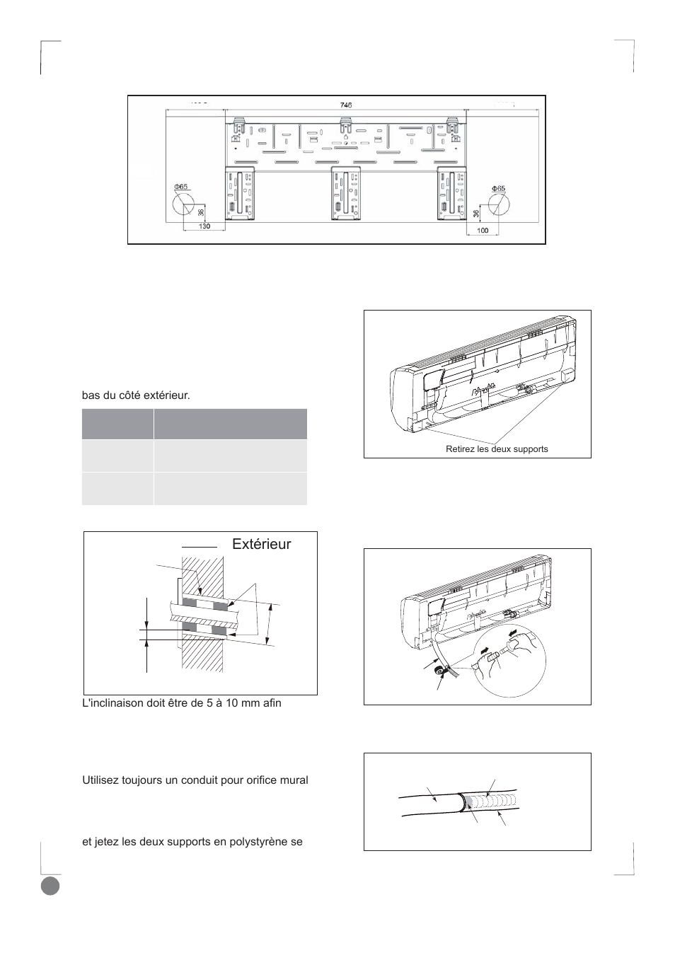 Comfort cool installation manual - l1_ 32, Intérieur, Wpulhxu | Tuyau mural mastic pour joint, Étape 2 : perçage du trou de tuyauterie, Étape 3 : installation du tuyau de vidange | Electrolux EXI12HD1WE User Manual | Page 32 / 136