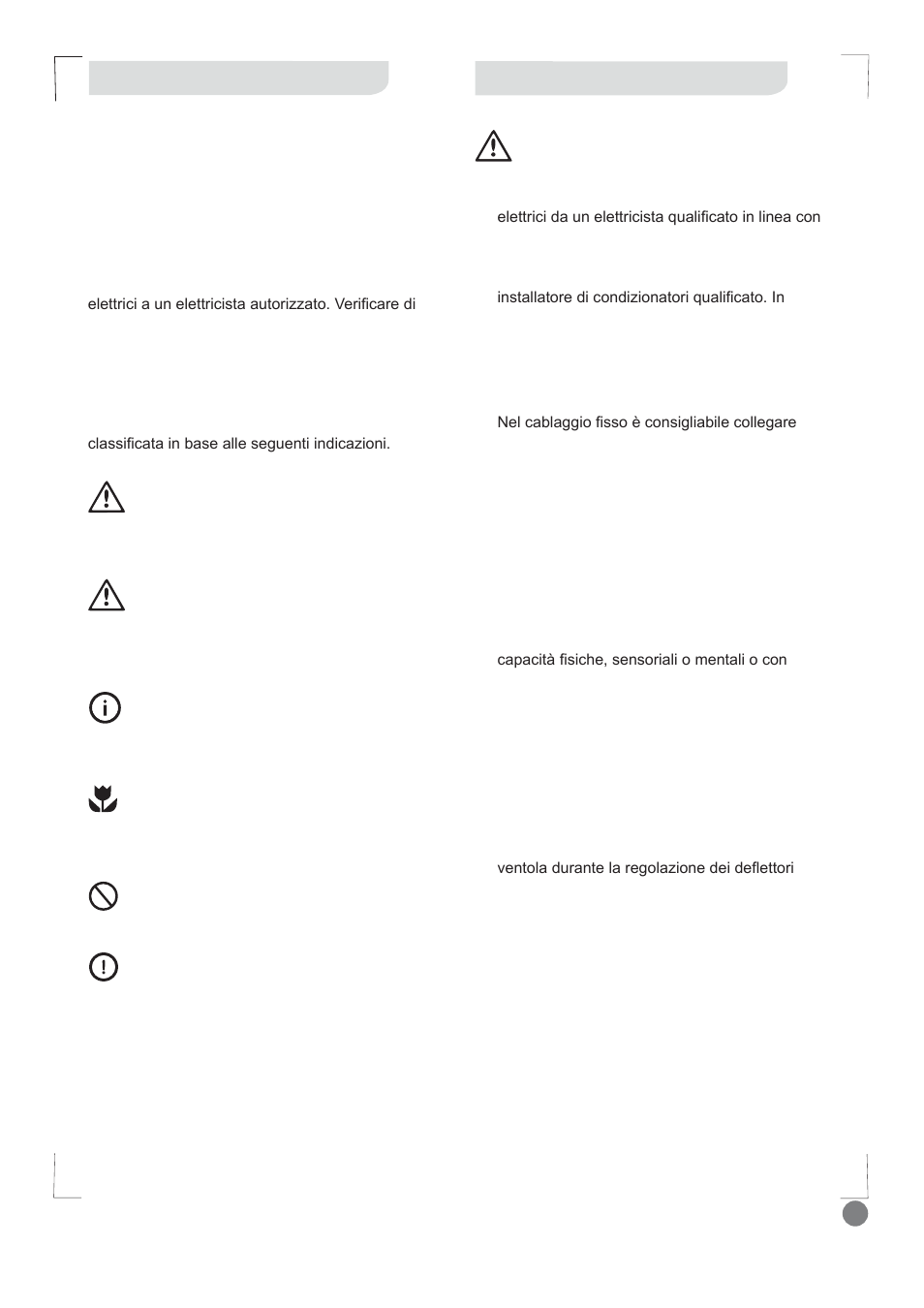 Comfort cool installation manual - l1_ 69, Avvertenze per l’installazione, Norme di sicurezza | Electrolux EXI12HD1WE User Manual | Page 69 / 136