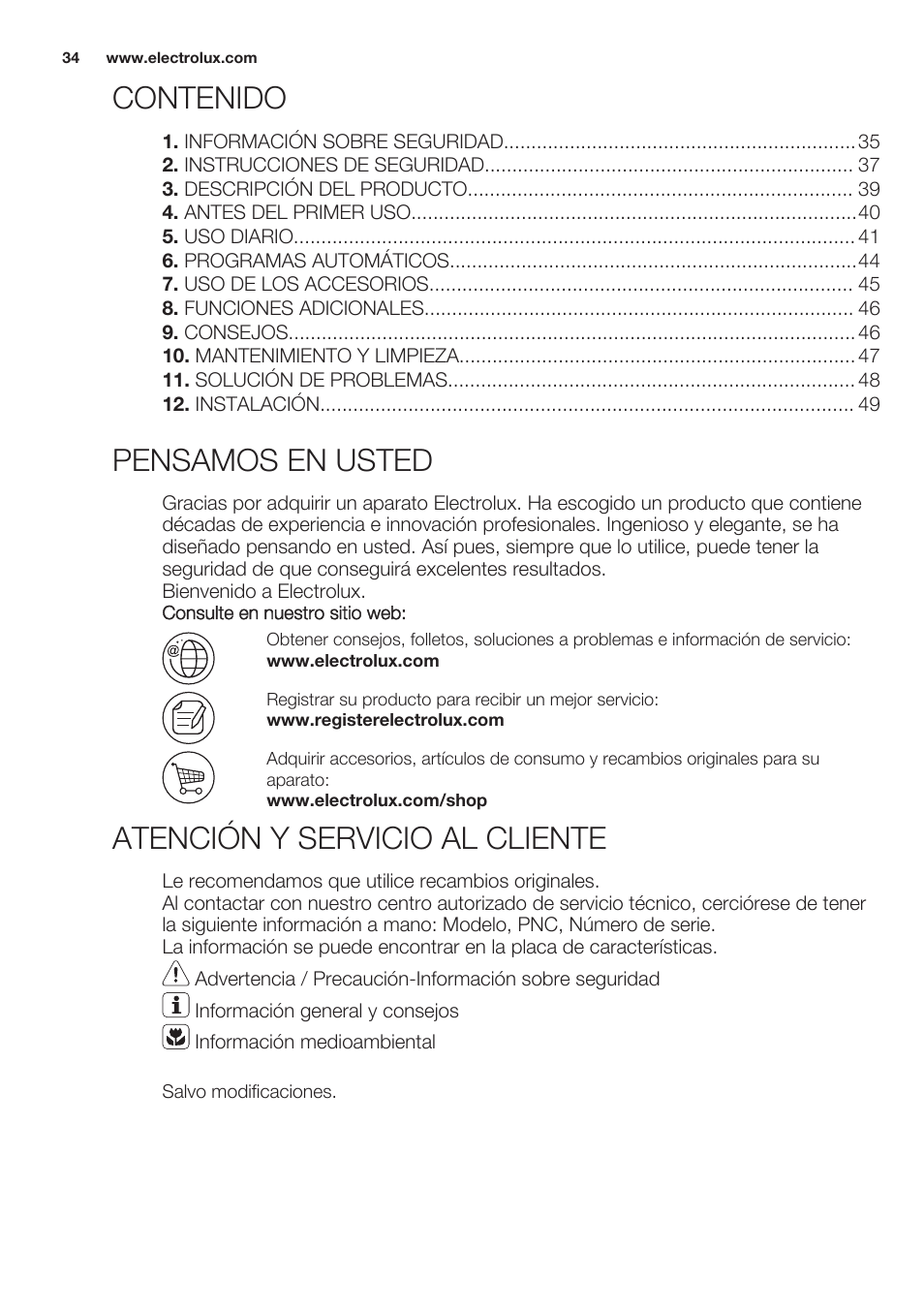 Electrolux EMS20100OX User Manual | Page 34 / 68