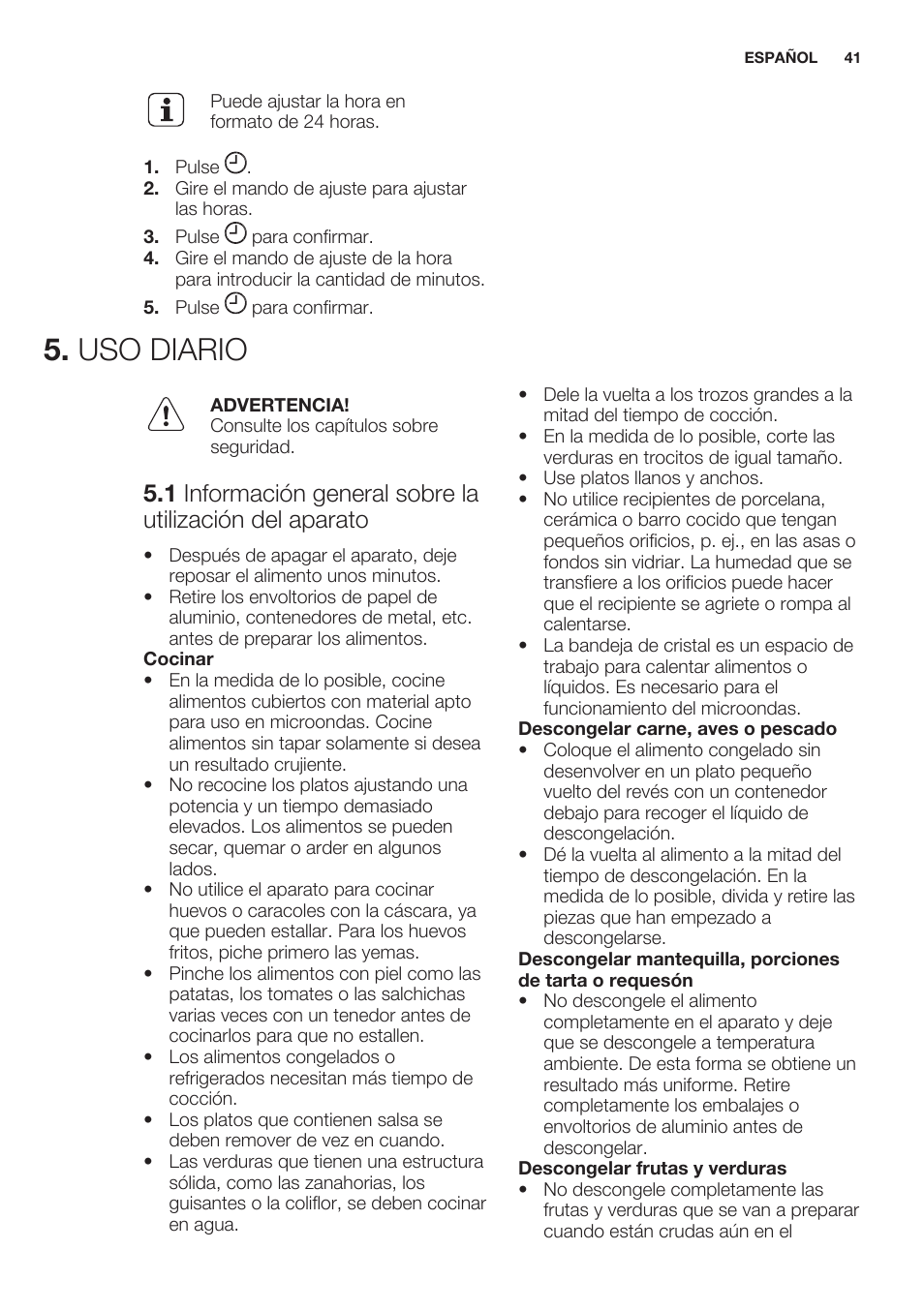 Uso diario | Electrolux EMS20100OX User Manual | Page 41 / 68