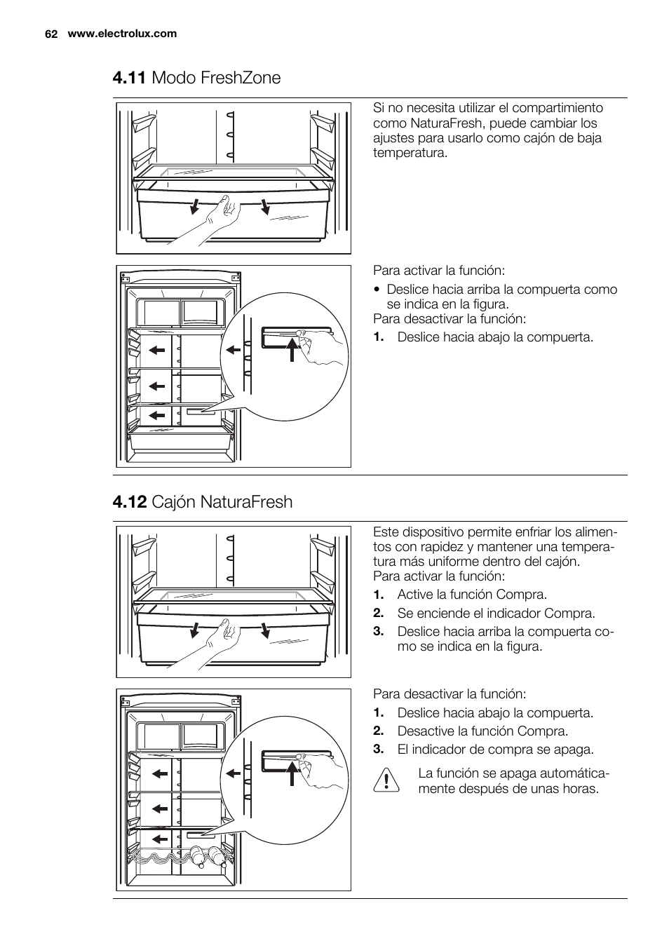 11 modo freshzone, 12 cajón naturafresh | Electrolux EN3881AOX User Manual | Page 62 / 80