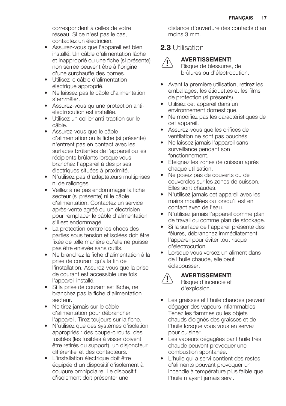 3 utilisation | Electrolux EHF6232FOK User Manual | Page 17 / 56