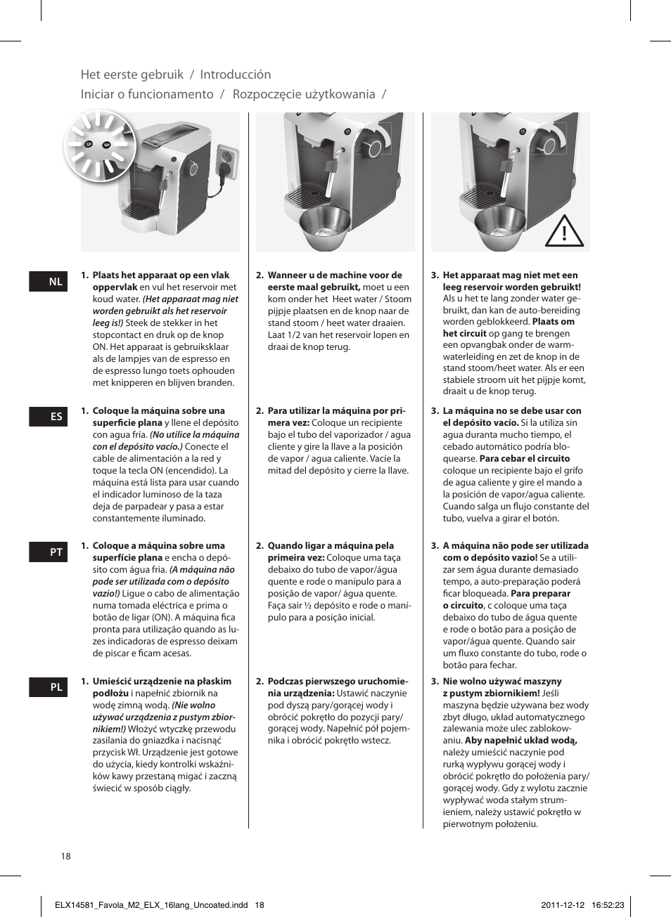 Rozpoczęcie użytkowania | Electrolux ELM5200CB User Manual | Page 18 / 52