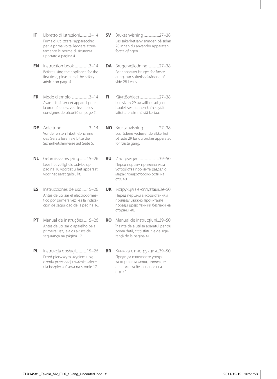 Electrolux ELM5200CB User Manual | Page 2 / 52