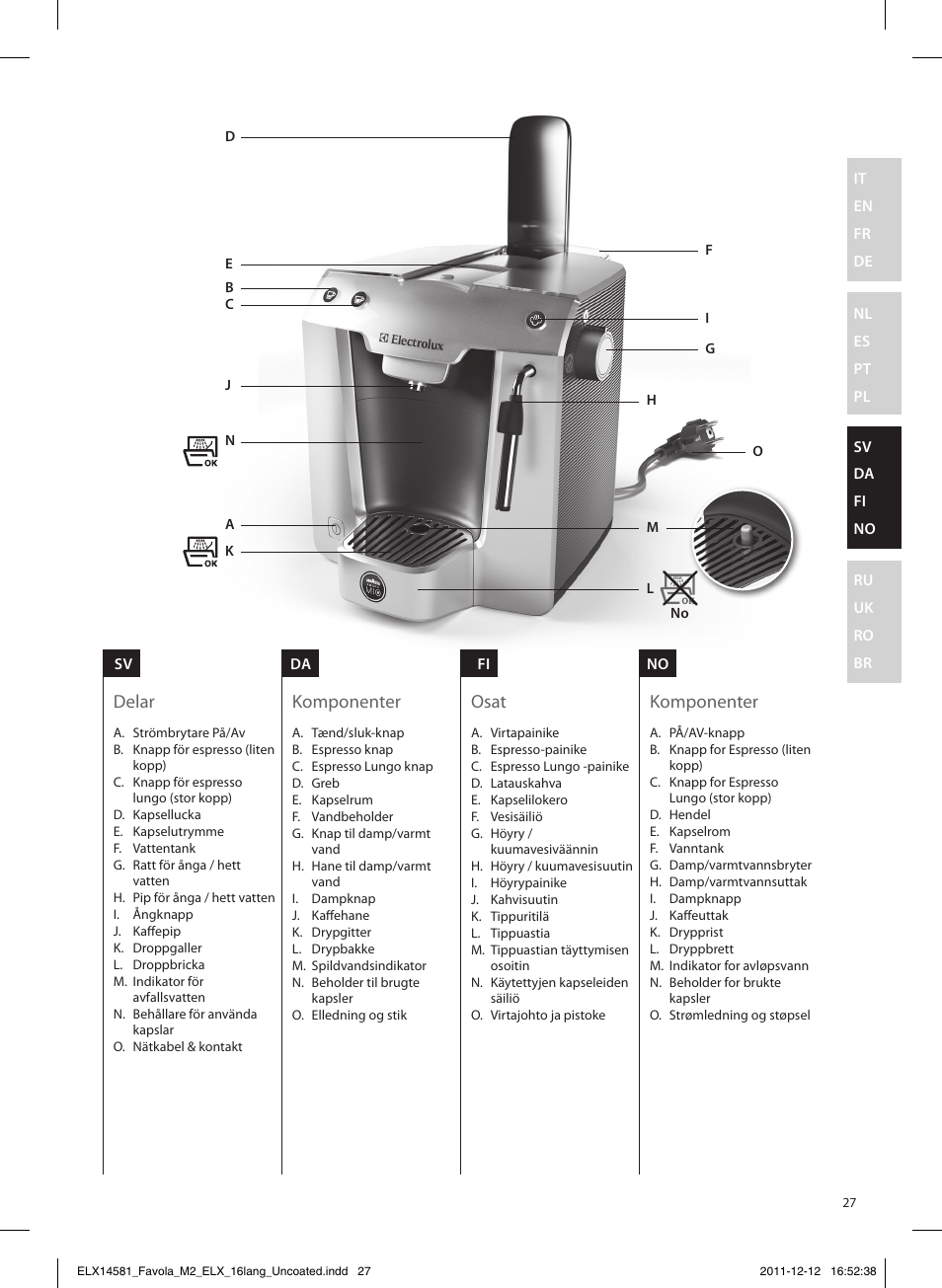 Delar, Komponenter, Osat | Electrolux ELM5200CB User Manual | Page 27 / 52