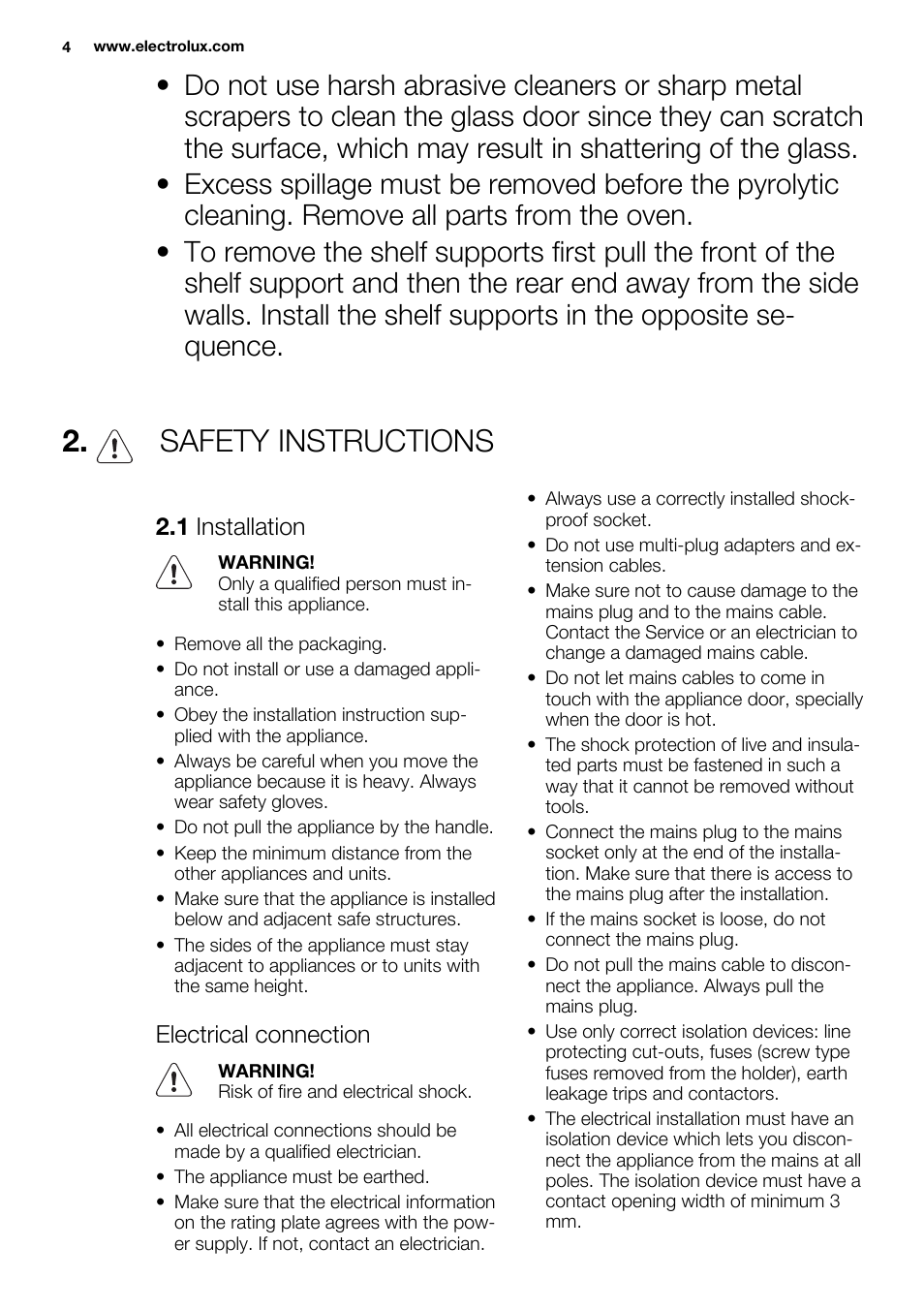Safety instructions | Electrolux EOZ3430DAX User Manual | Page 4 / 56