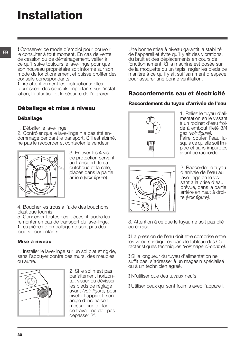 Installation | Hotpoint Ariston Encastrable AWM 129 (EU) User Manual | Page 30 / 56