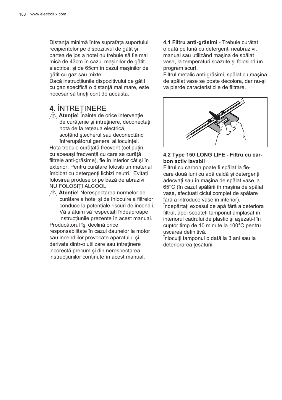 Între ğinere | Electrolux EFP60426X User Manual | Page 100 / 160