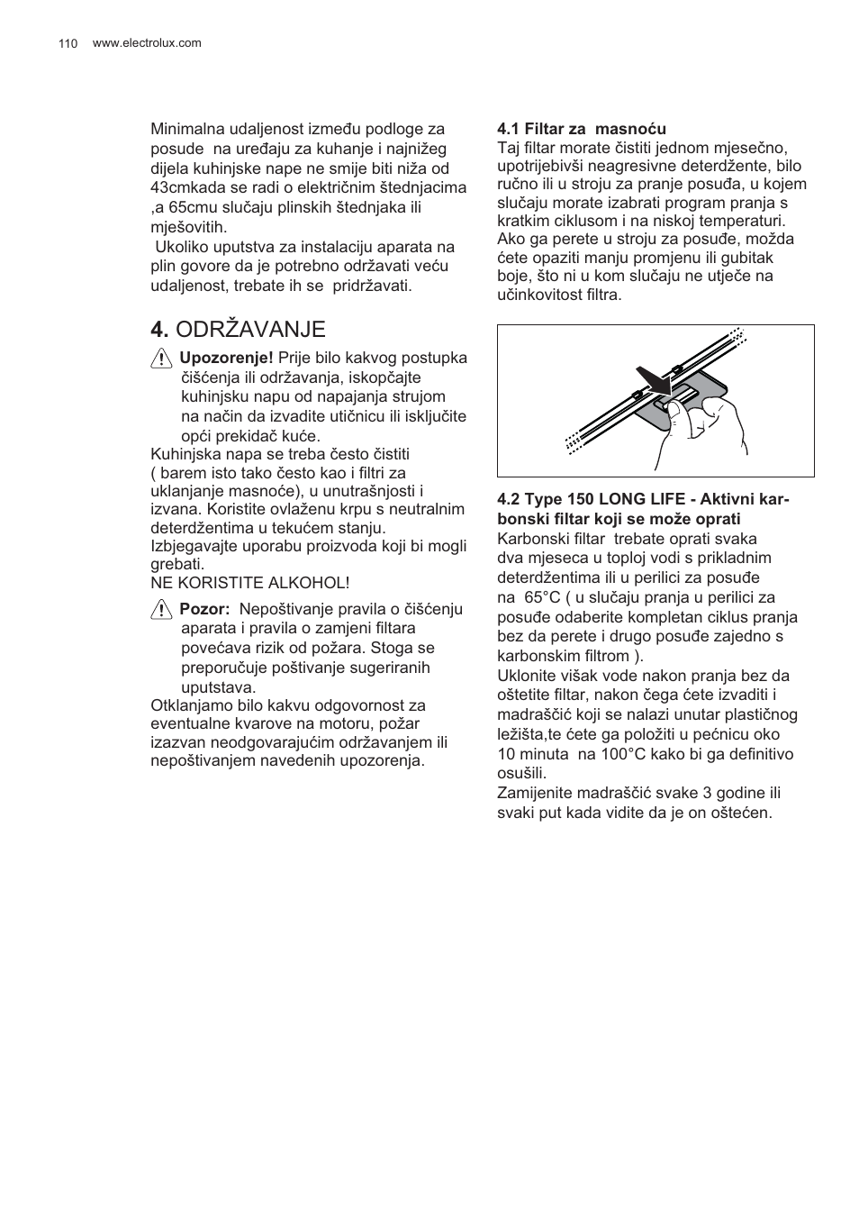 Održavanje | Electrolux EFP60426X User Manual | Page 110 / 160