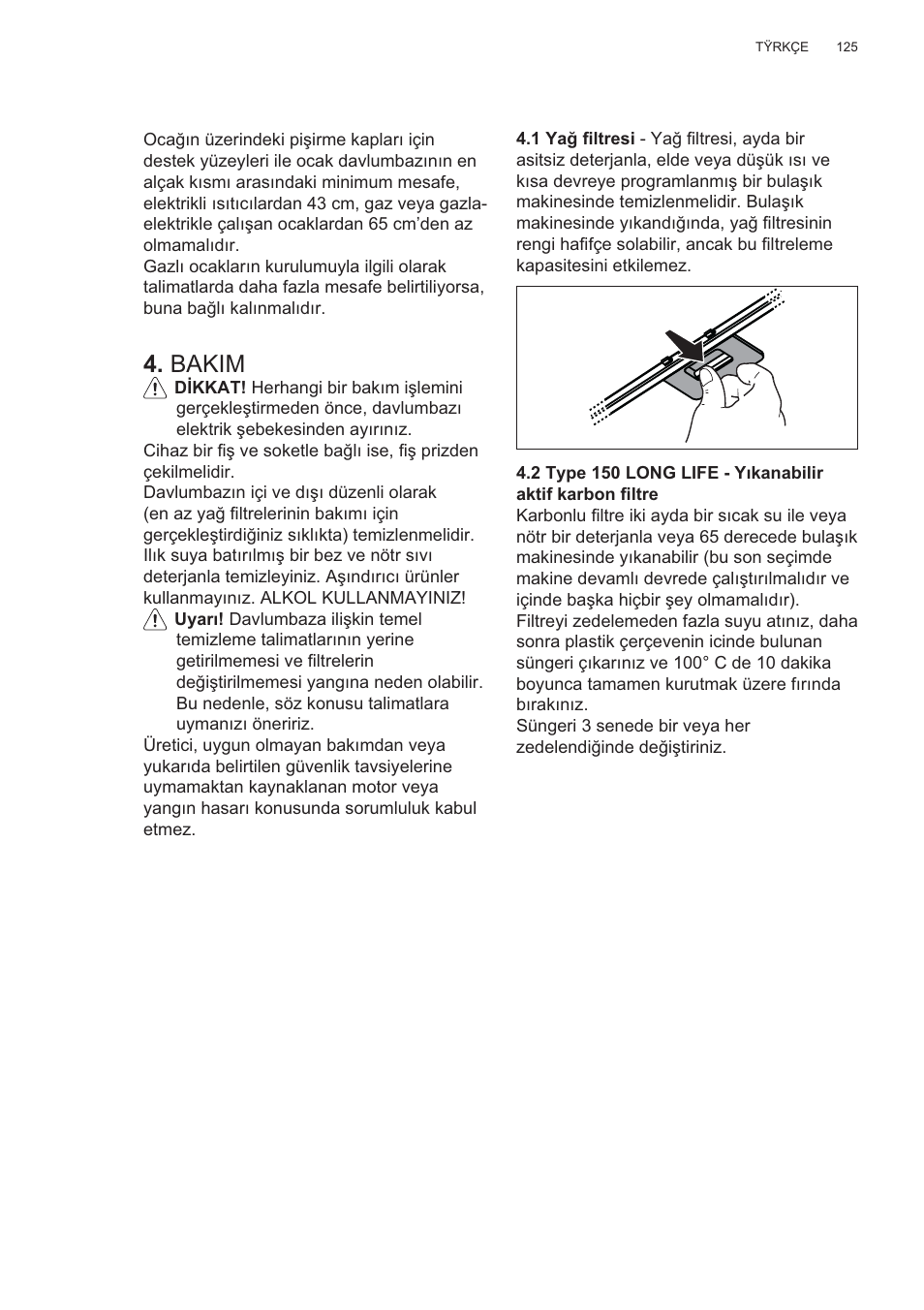 Bakim | Electrolux EFP60426X User Manual | Page 125 / 160