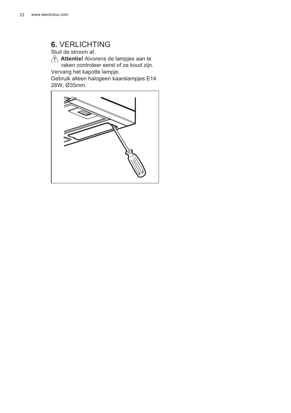 Verlichting | Electrolux EFP60426X User Manual | Page 22 / 160