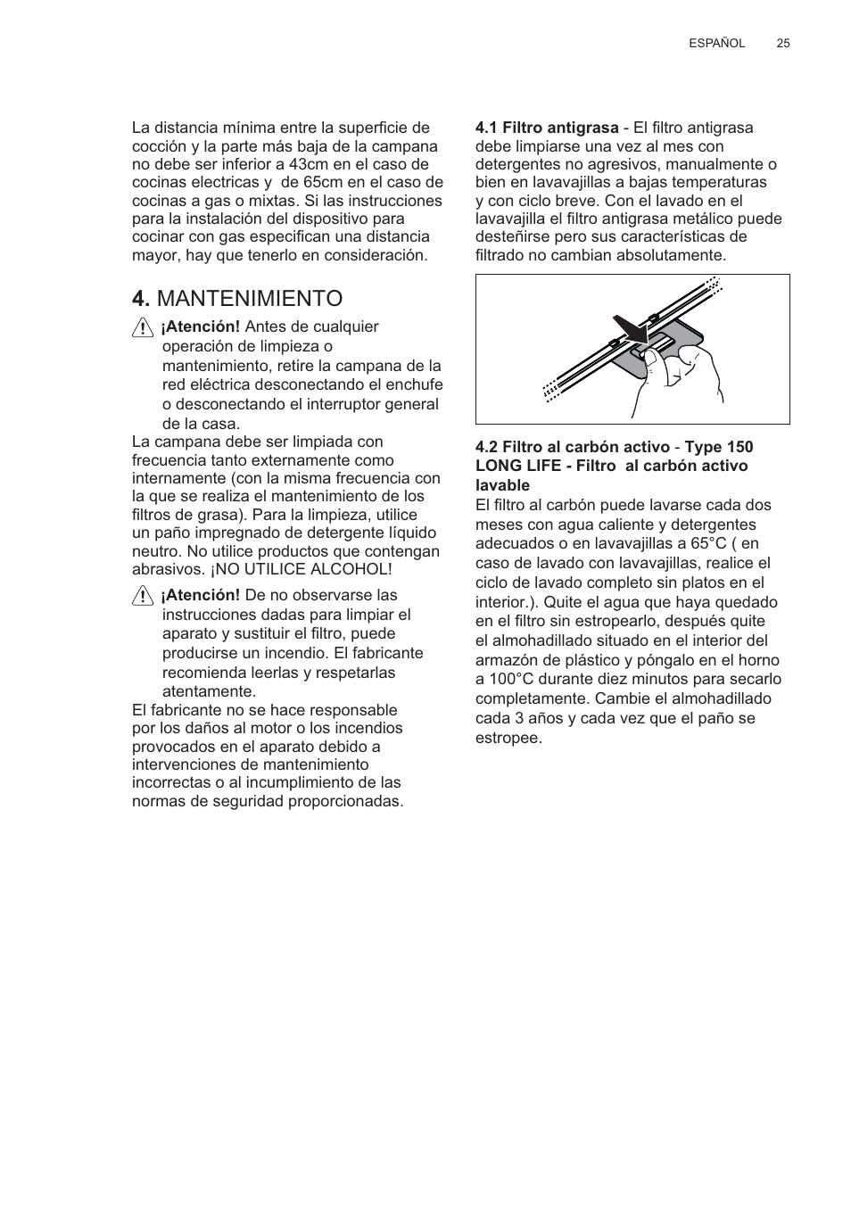 Mantenimiento | Electrolux EFP60426X User Manual | Page 25 / 160