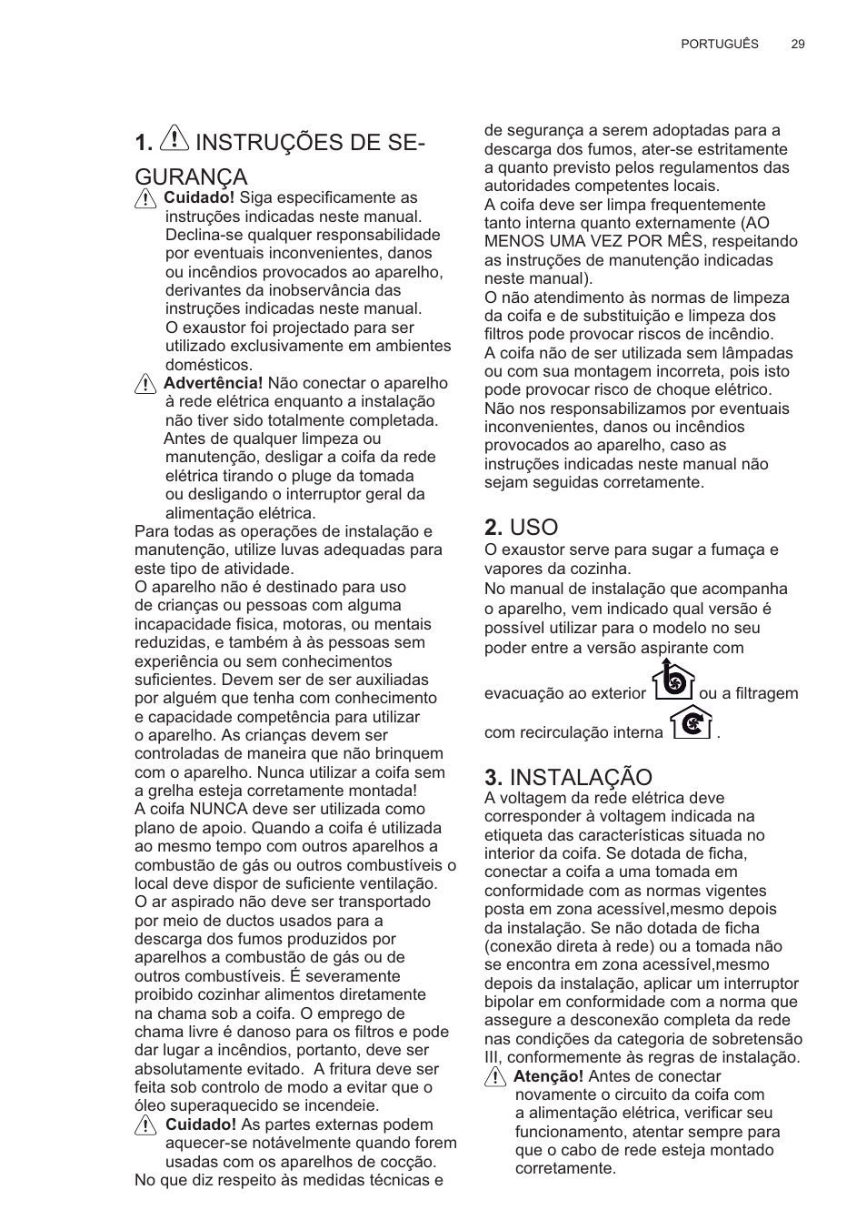 Instruções de se- gurança, Instalação | Electrolux EFP60426X User Manual | Page 29 / 160