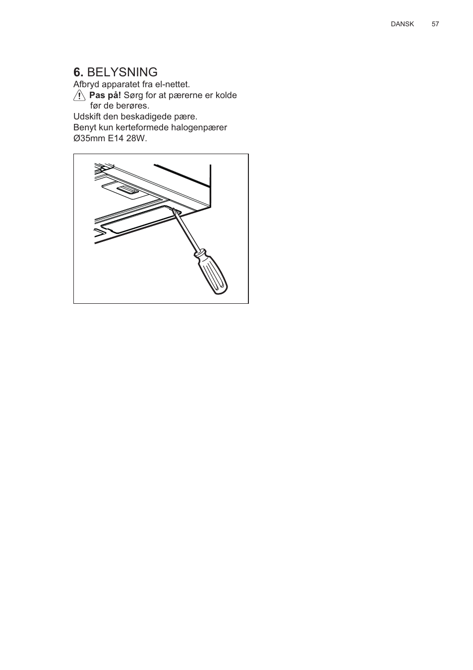 Belysning | Electrolux EFP60426X User Manual | Page 57 / 160