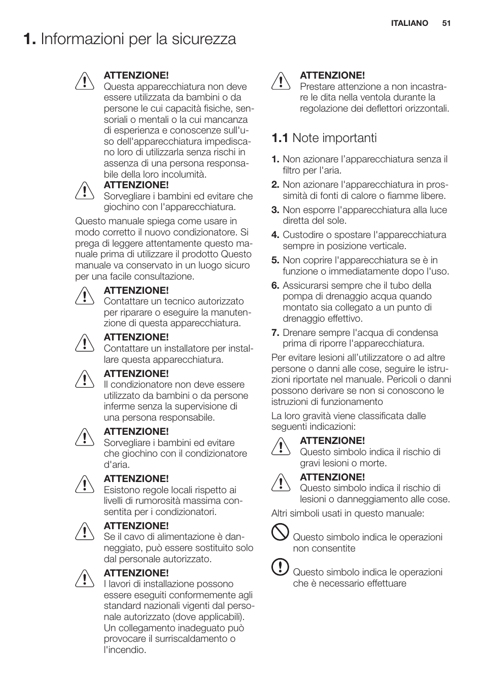 Informazioni per la sicurezza | Electrolux EXP09HN1WI User Manual | Page 51 / 100