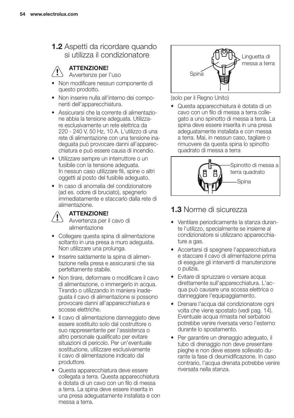 3 norme di sicurezza | Electrolux EXP09HN1WI User Manual | Page 54 / 100