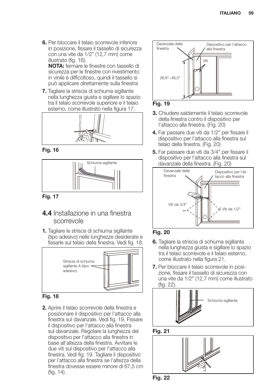 4 installazione in una finestra scorrevole | Electrolux EXP09HN1WI User Manual | Page 59 / 100