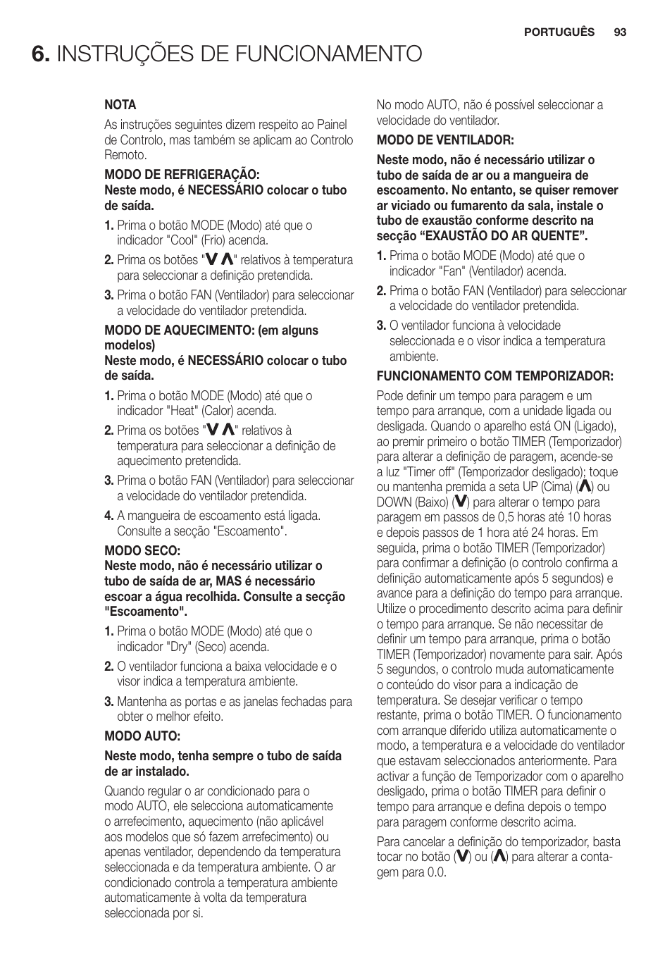 Instruções de funcionamento | Electrolux EXP09HN1WI User Manual | Page 93 / 100