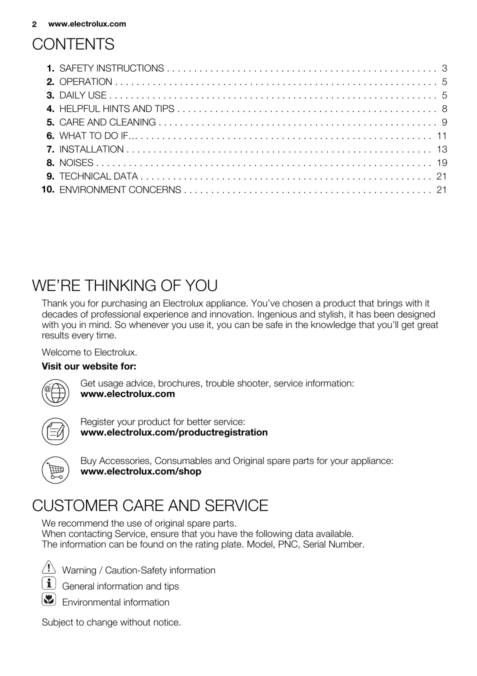 Electrolux ENN2914AOW User Manual | Page 2 / 44
