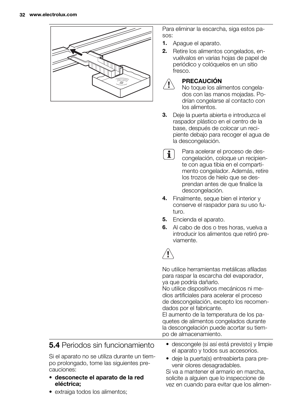 4 periodos sin funcionamiento | Electrolux ENN2914AOW User Manual | Page 32 / 44