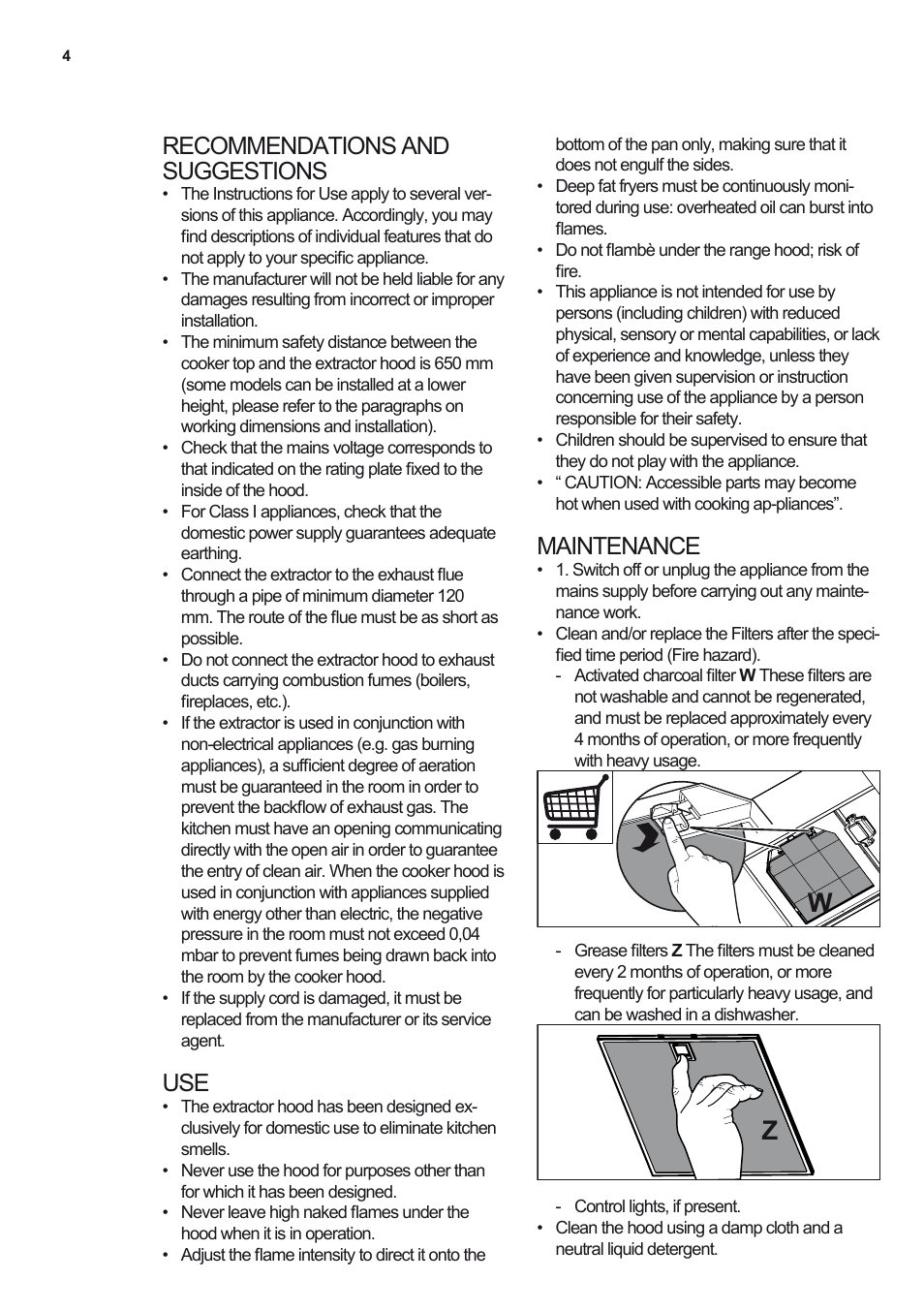 Recommendations and suggestions, Maintenance | Electrolux EFL12680BX User Manual | Page 4 / 56