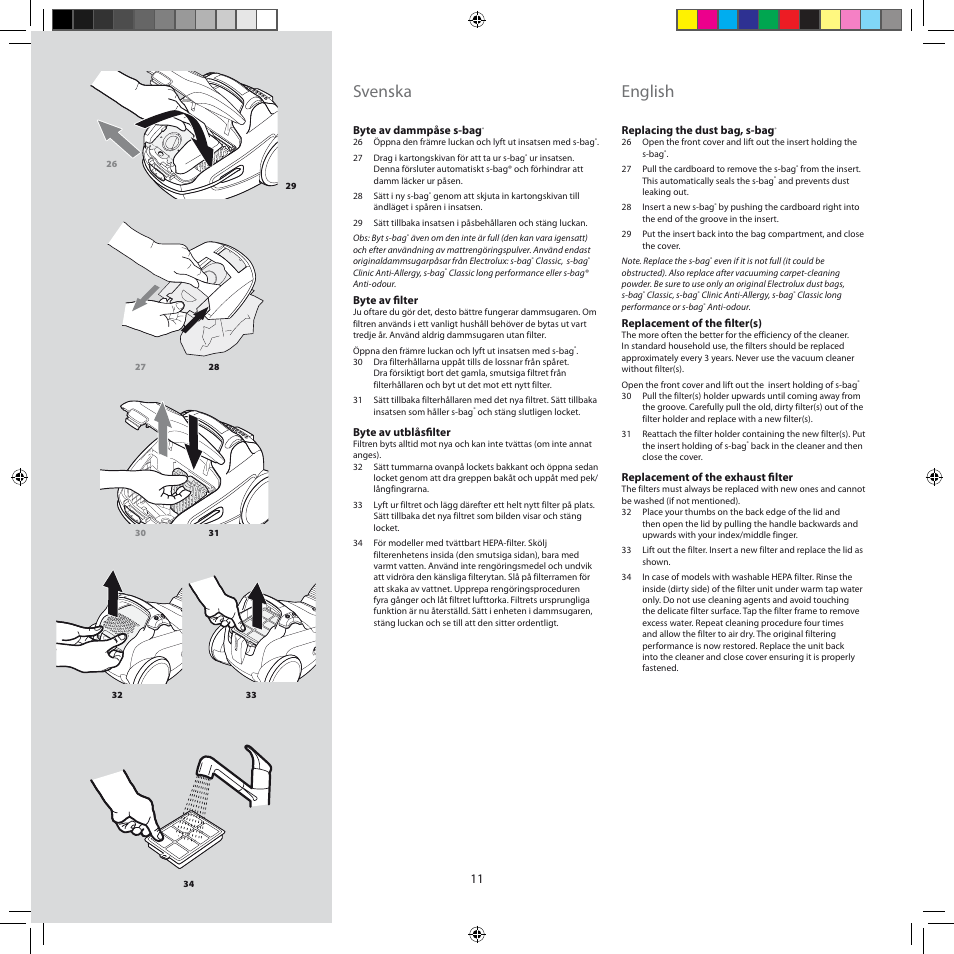 Svenska, English | Electrolux ZEG301 User Manual | Page 14 / 76
