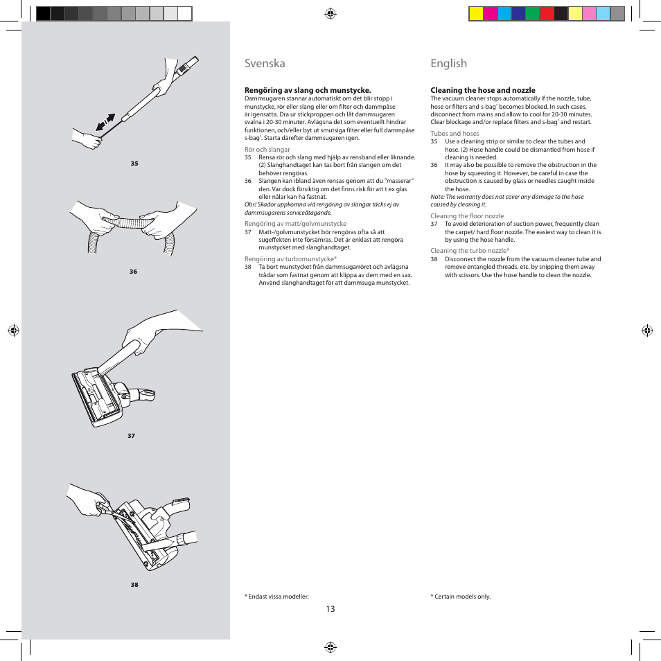 Svenska, English | Electrolux ZEG301 User Manual | Page 16 / 76