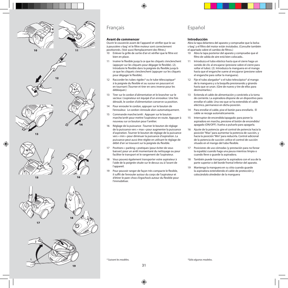 Français, Español | Electrolux ZEG301 User Manual | Page 34 / 76