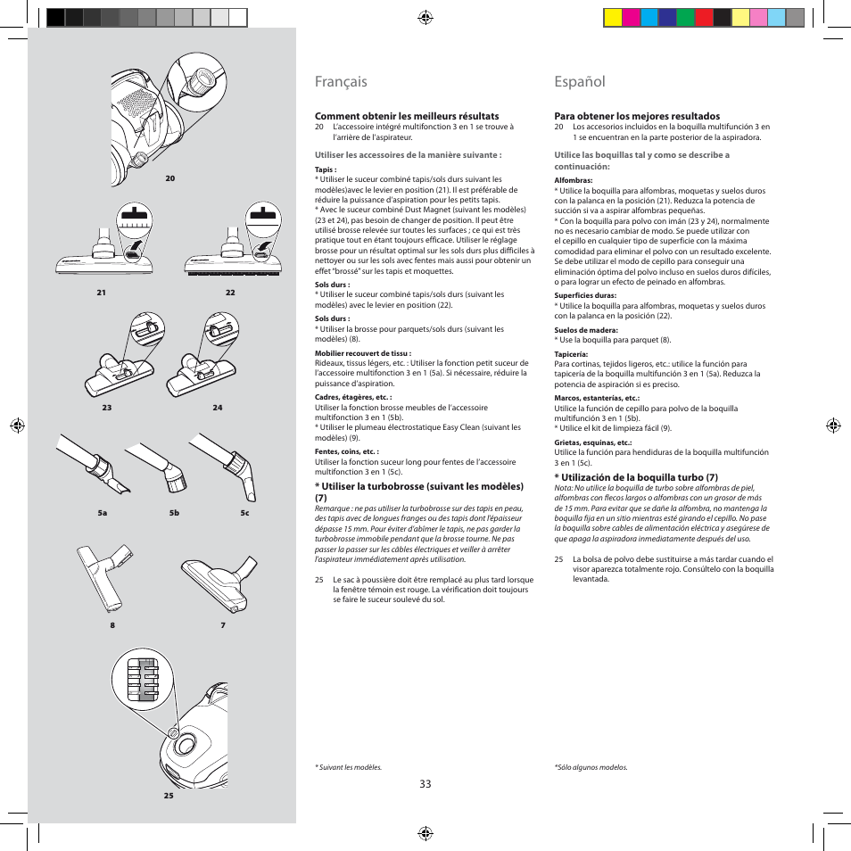 Français, Español | Electrolux ZEG301 User Manual | Page 36 / 76