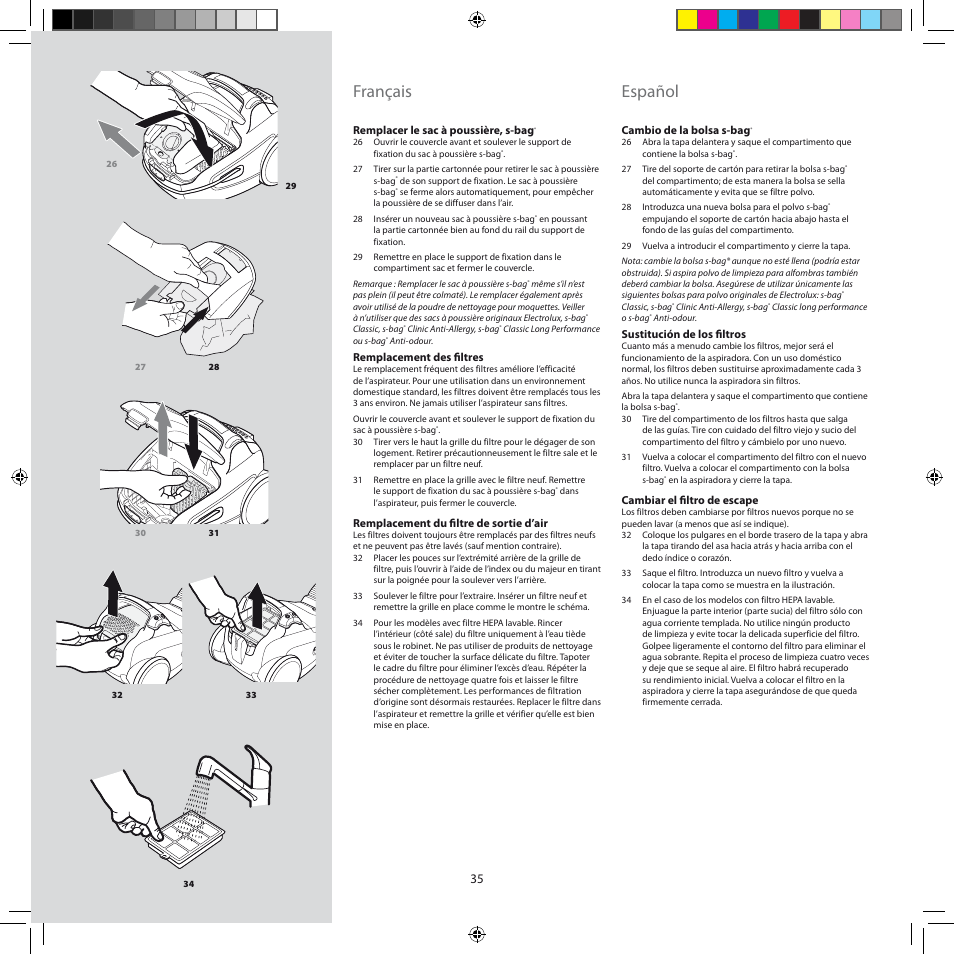 Français, Español | Electrolux ZEG301 User Manual | Page 38 / 76