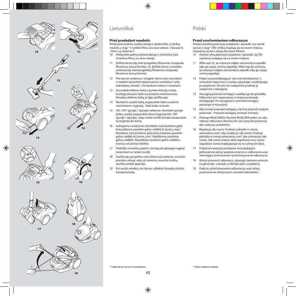 Lietuviškai, Polski | Electrolux ZEG301 User Manual | Page 46 / 76