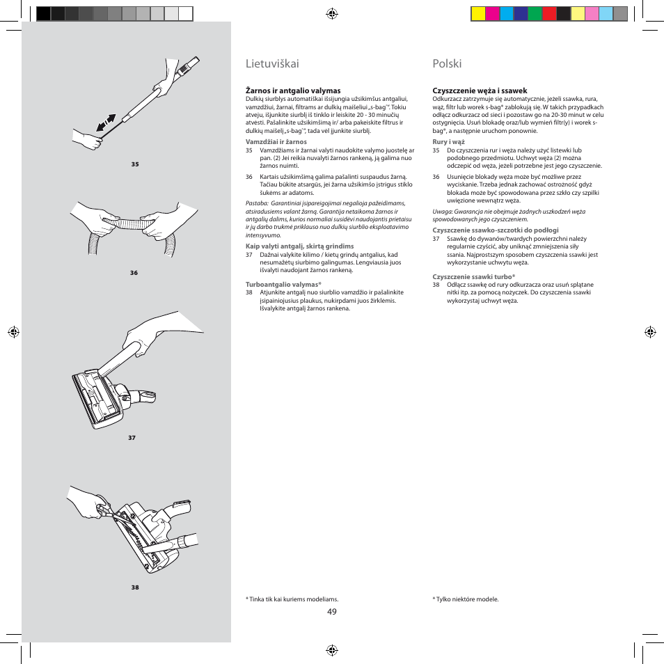 Lietuviškai, Polski | Electrolux ZEG301 User Manual | Page 52 / 76