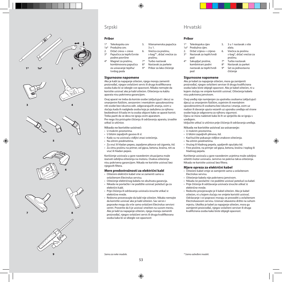 Srpski, Hrvatski | Electrolux ZEG301 User Manual | Page 56 / 76